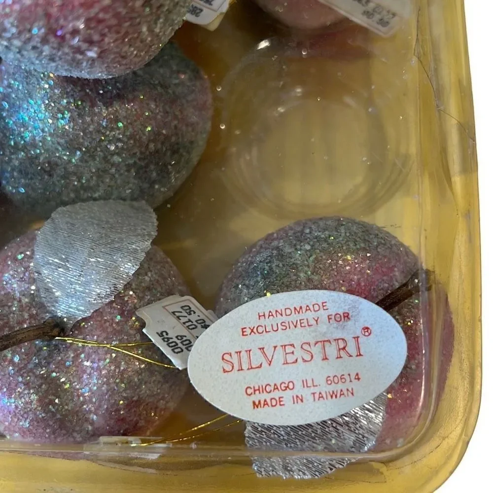 Vintage Silvestri Ornaments Sparkly Apple NWT